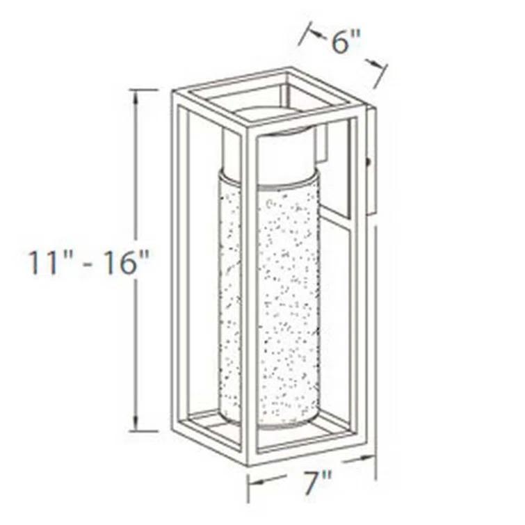 Sleek Black 16'' LED Outdoor Wall Light with Clear Seeded Crystal