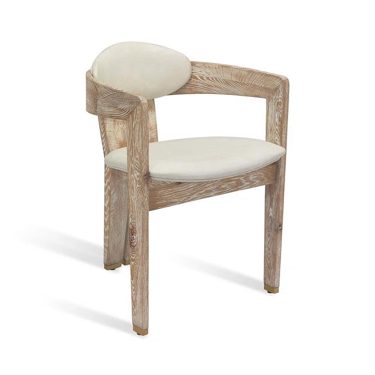 Maryl 20'' H Linen Upholstered Oak Armchair