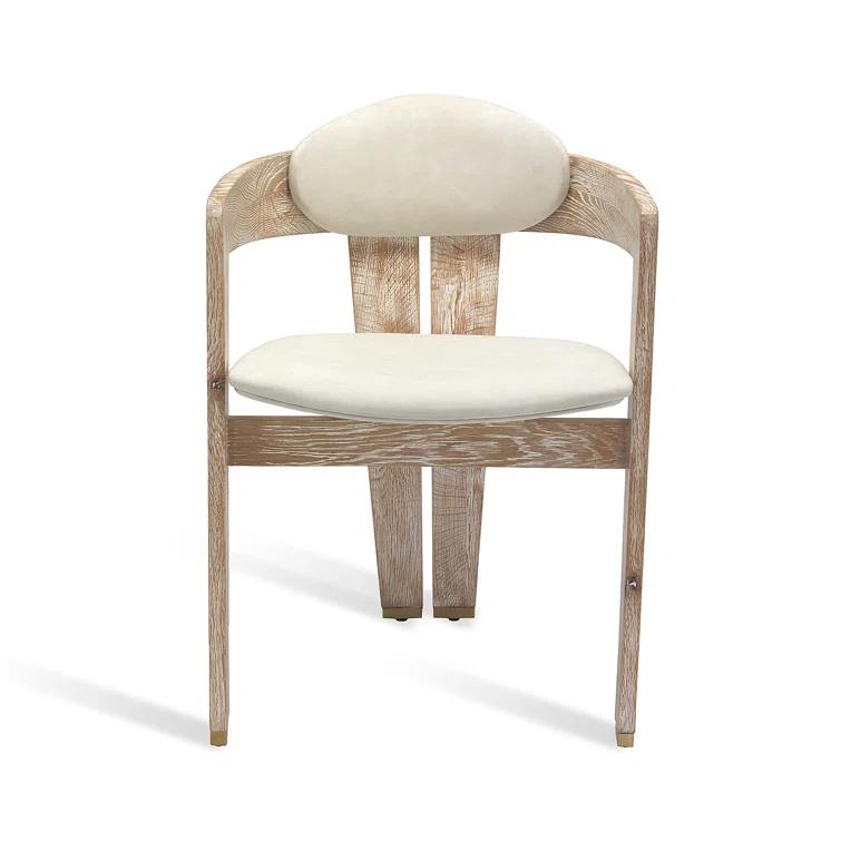 Maryl 20'' H Linen Upholstered Oak Armchair