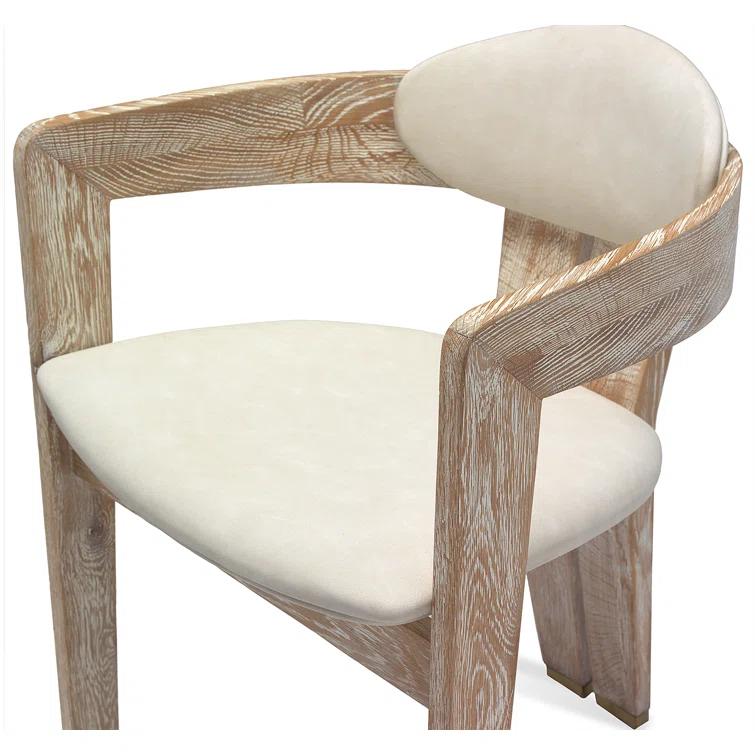 Maryl 20'' H Linen Upholstered Oak Armchair