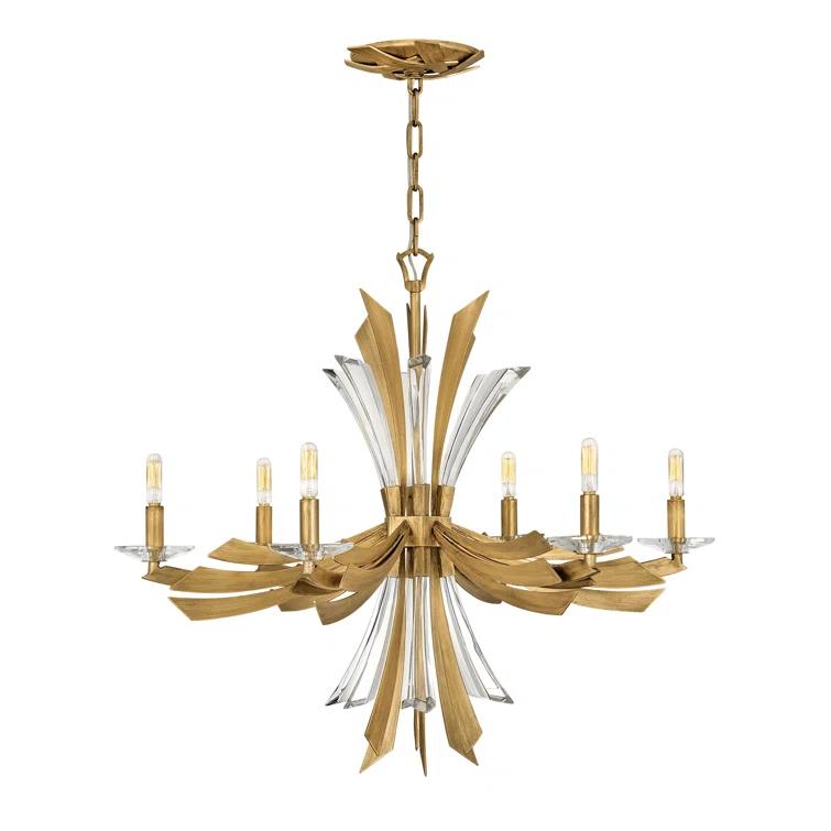 Fredrick Ramond Vida 29.25" Six-Light Single Tier Candle Chandelier w/ Crystal Accents