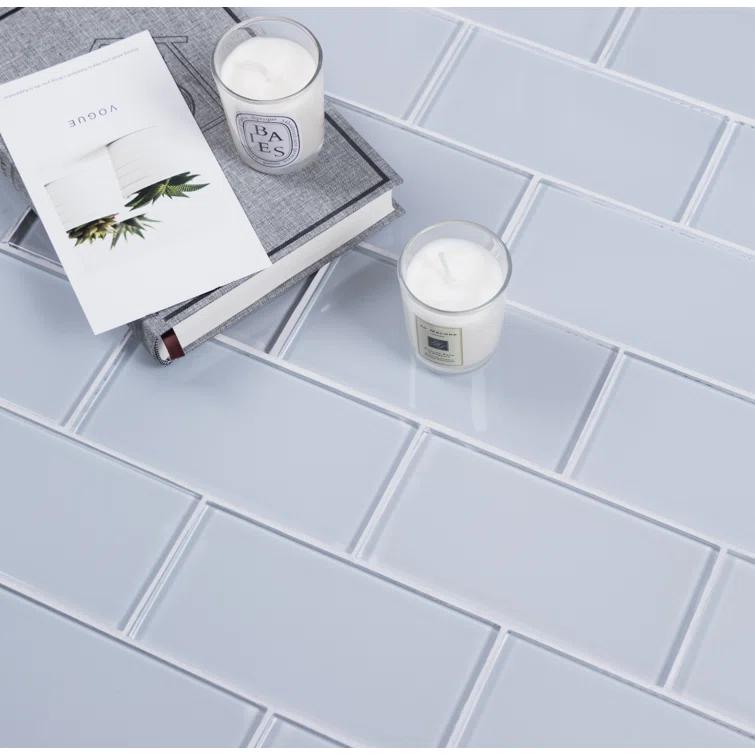 3'' W x 6'' L Glass Peel and Stick Subway Tile