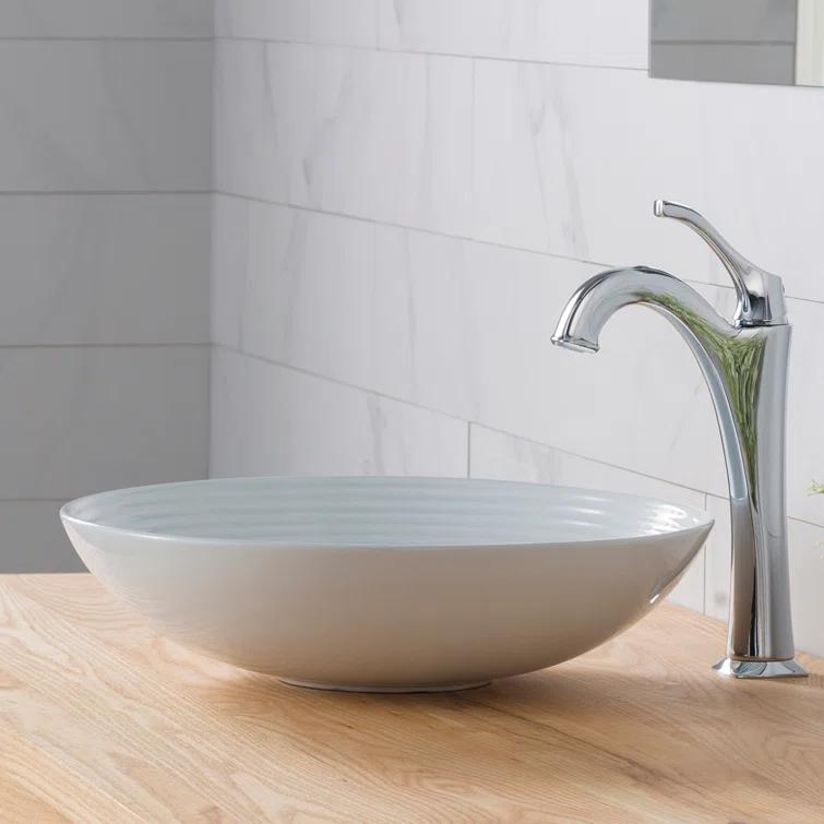 KRAUS Viva™ Thin Ceramics Vessel Bathroom Sink with Pop-Up Drain