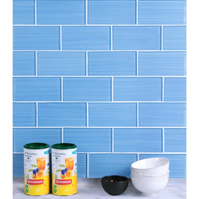 Premium Hand Painted 3" x 6" Straight Edge Glass Mosaic Subway Tile