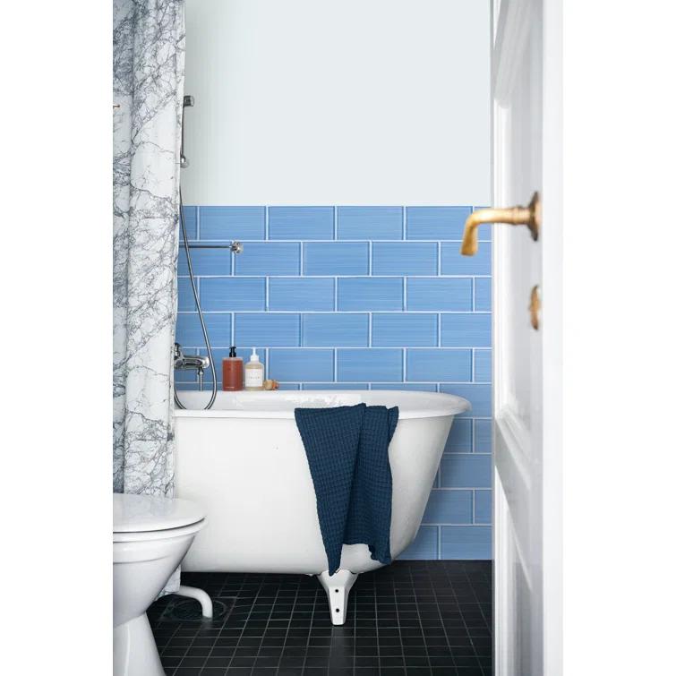 Premium Hand Painted 3" x 6" Straight Edge Glass Mosaic Subway Tile