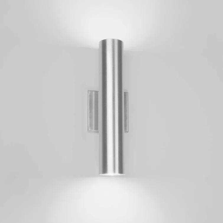 Caliber Brushed Aluminum 2-Light LED Outdoor Sconce, Dimmable 3000K