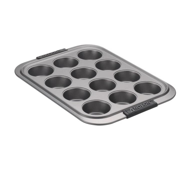 Anolon Anolon Advanced Bakeware Nonstick Muffin Pan with Lid, 12-Cup, Graphite