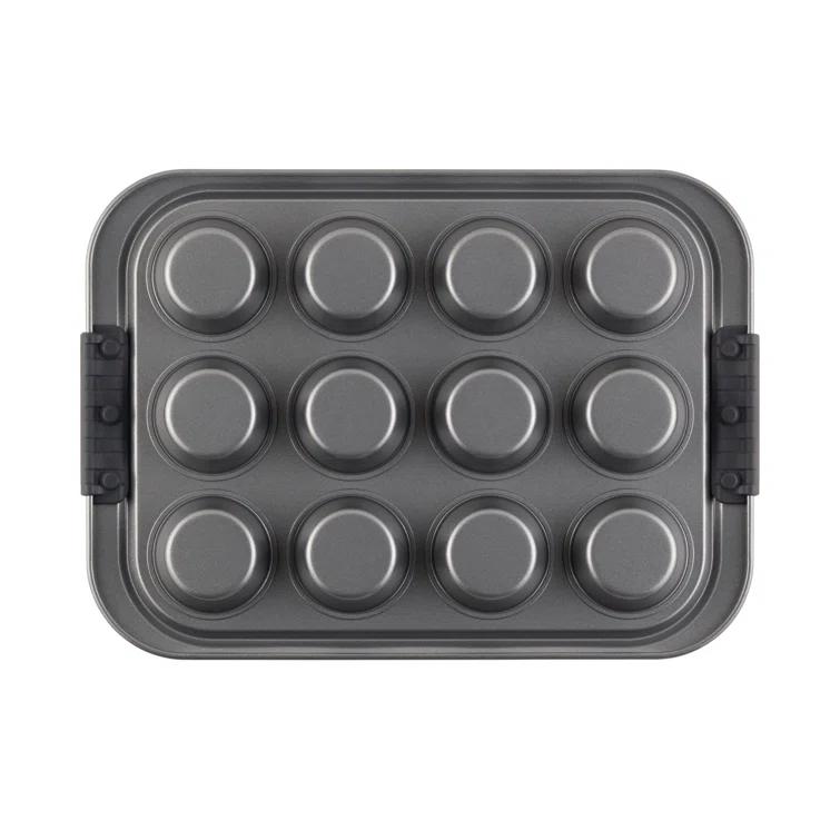 Anolon Anolon Advanced Bakeware Nonstick Muffin Pan with Lid, 12-Cup, Graphite