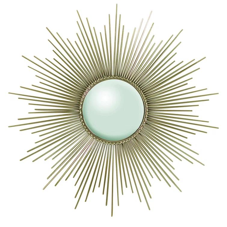 Elegant Round Sunburst Wall Mirror in Silver and Gold Nickel Finish