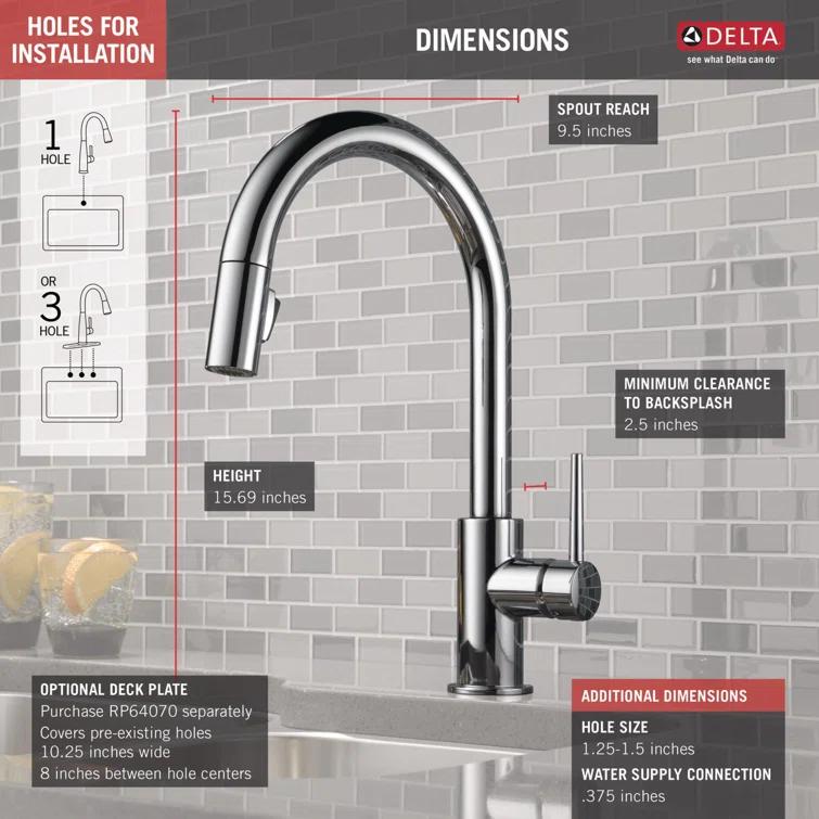 Trinsic Pull Down Sprayer Kitchen Sink Faucet, Single Handle Kitchen Faucet