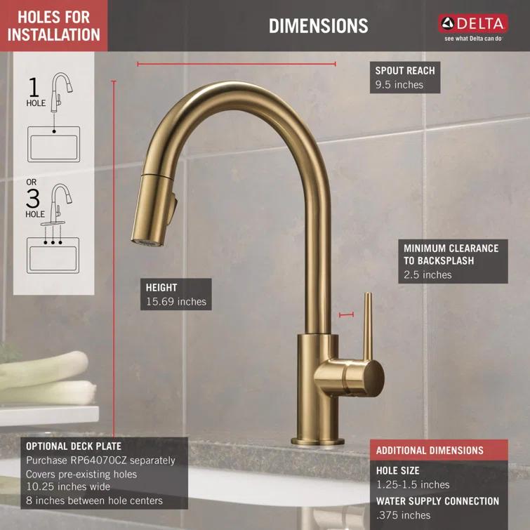 Trinsic Pull Down Sprayer Kitchen Sink Faucet, Single Handle Kitchen Faucet