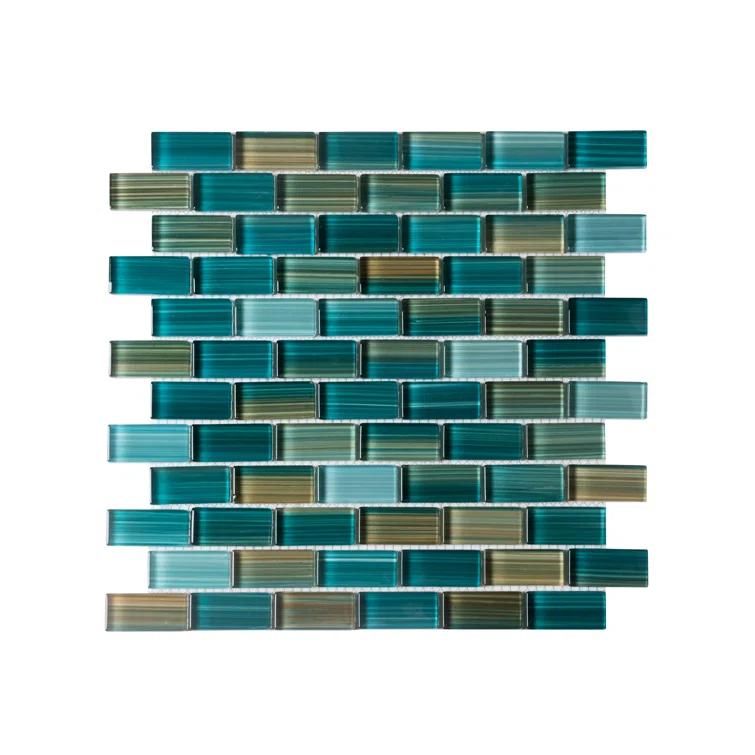 Swimming Pool Series 1" x 2" Straight Edge Glass Mosaic Tile