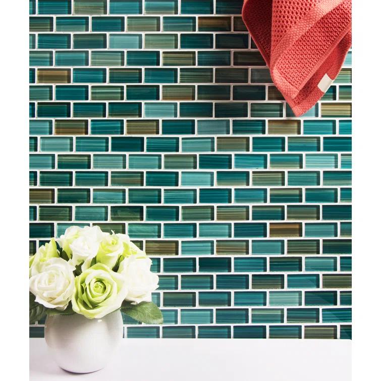 Swimming Pool Series 1" x 2" Straight Edge Glass Mosaic Tile