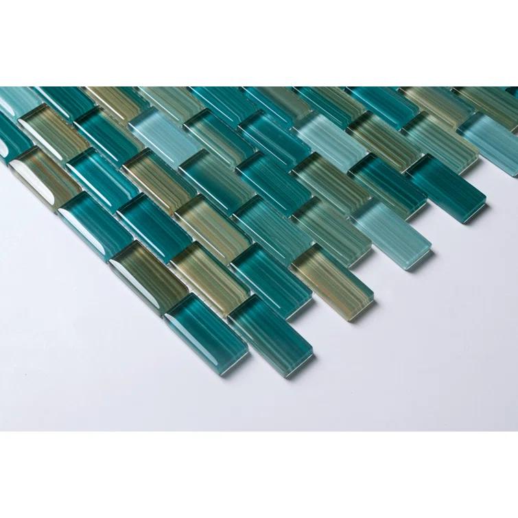 Swimming Pool Series 1" x 2" Straight Edge Glass Mosaic Tile