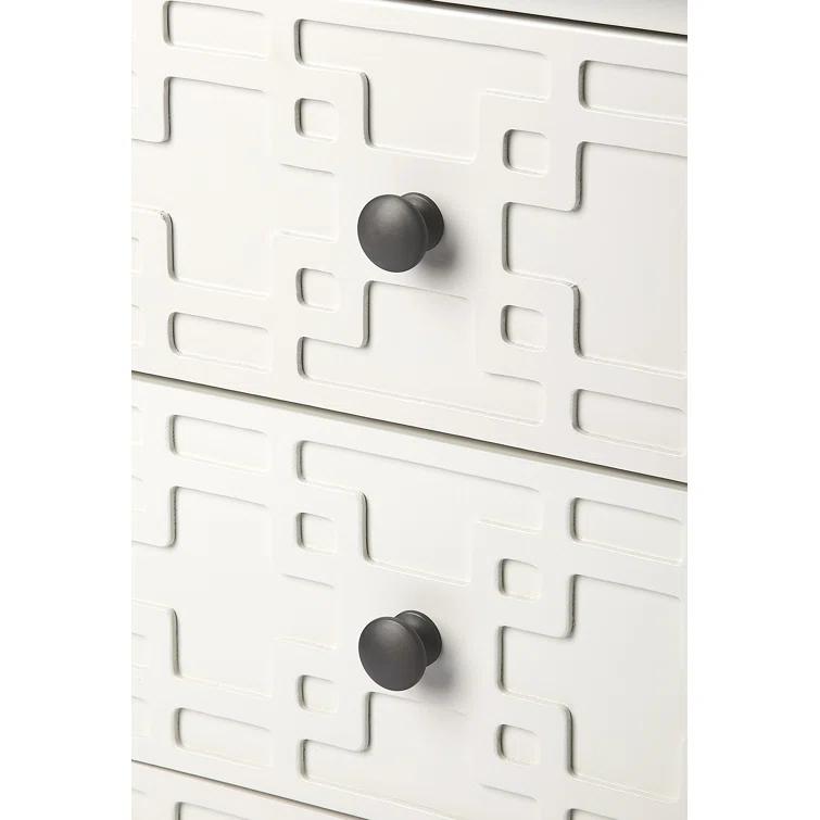 HBBOOMLIFE Butler Specialty Kinsley Glossy 3-Drawer Accent Chest in White