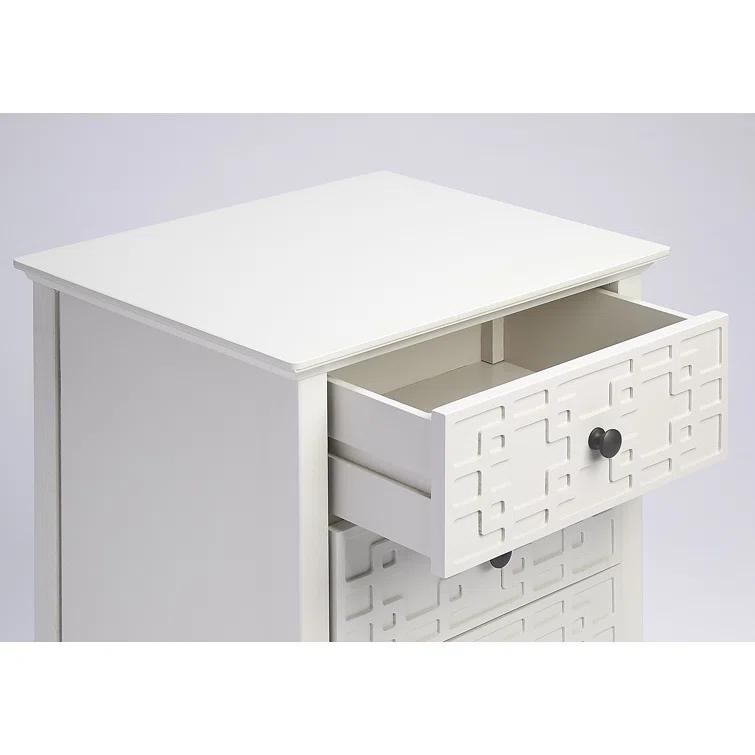HBBOOMLIFE Butler Specialty Kinsley Glossy 3-Drawer Accent Chest in White