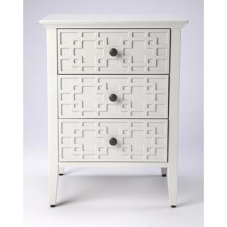 HBBOOMLIFE Butler Specialty Kinsley Glossy 3-Drawer Accent Chest in White