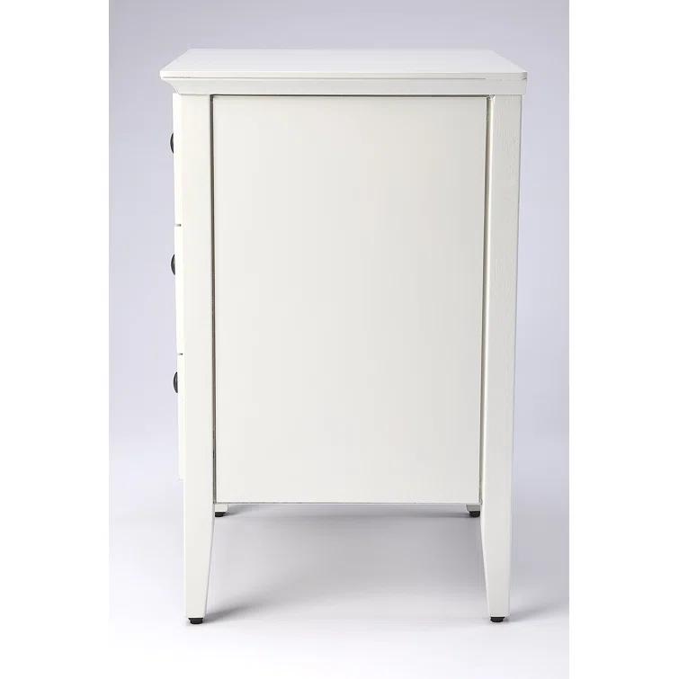 HBBOOMLIFE Butler Specialty Kinsley Glossy 3-Drawer Accent Chest in White