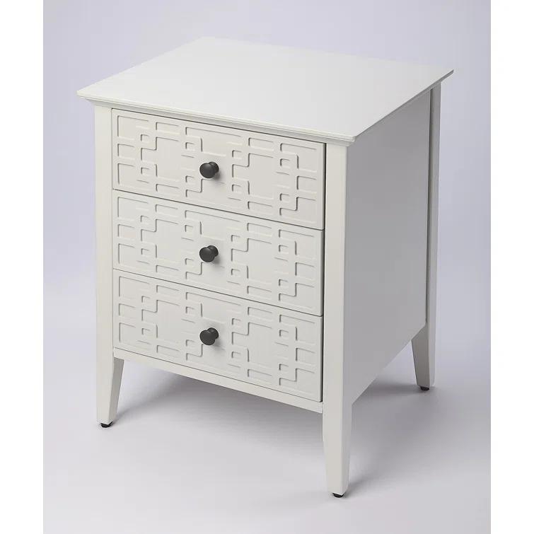 HBBOOMLIFE Butler Specialty Kinsley Glossy 3-Drawer Accent Chest in White