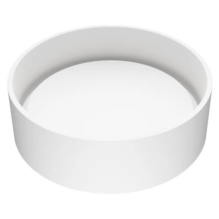 Anvil 16" L x 16" W x 5" H Matte White Handmade Round Vessel Bathroom Sink