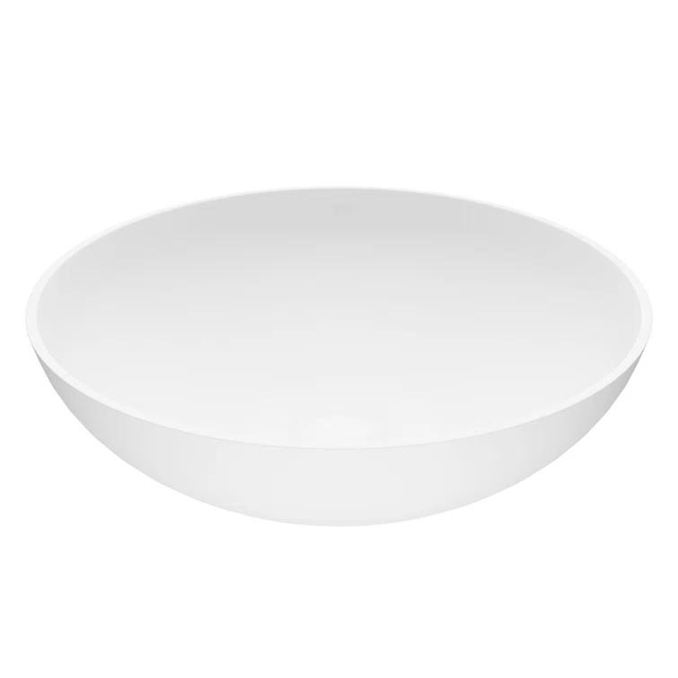 Lotus 16" L x 16" W x 5" H Matte White Handmade Round Vessel Bathroom Sink