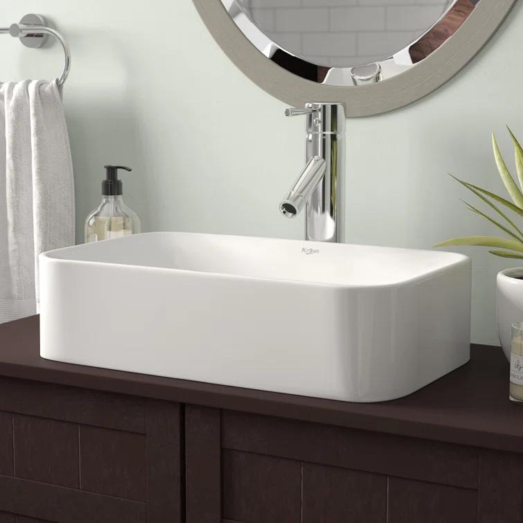 Ceramic Ceramic Rectangular Vessel Bathroom Sink