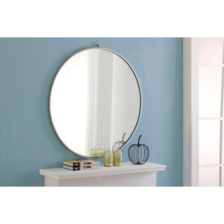 Cassie Metal/Manufactured Wood Round Wall Mirror