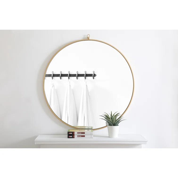 Cassie Metal/Manufactured Wood Round Wall Mirror