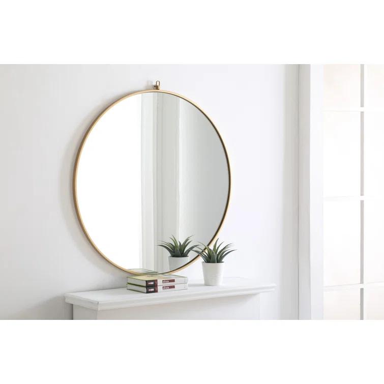 Cassie Metal/Manufactured Wood Round Wall Mirror