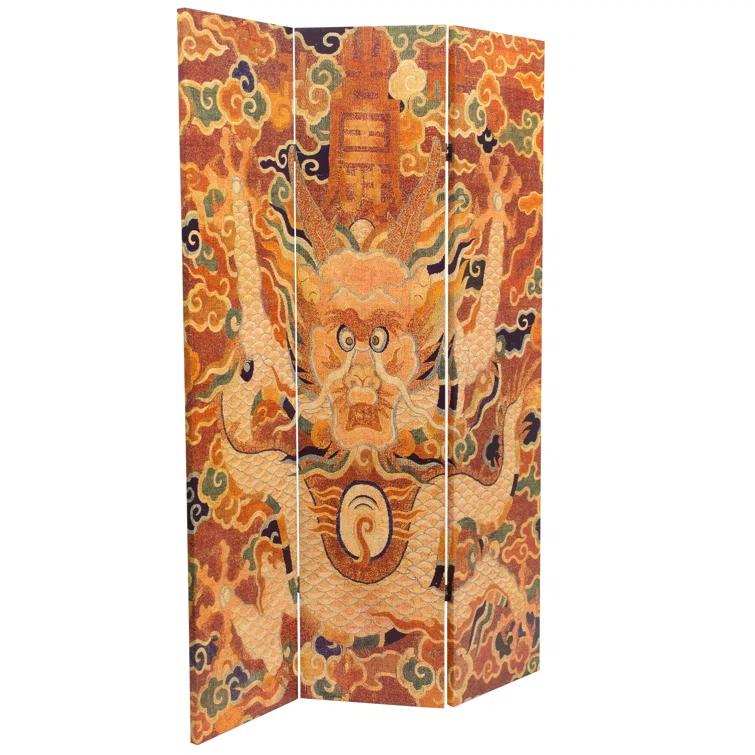 Oriental Furniture 6 ft. Tall Dragon of the Red Chamber Room Divider - 3 Panel