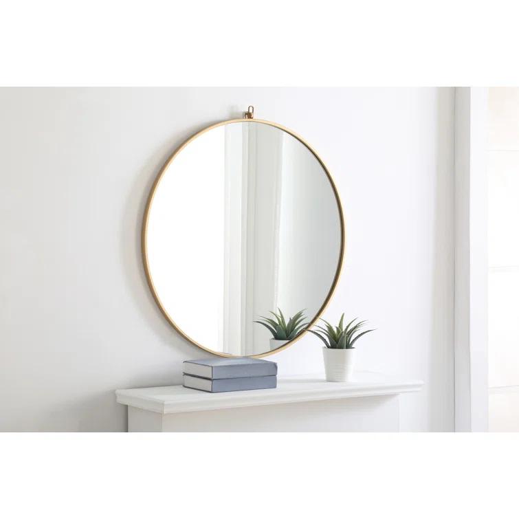 Cassie Metal/Manufactured Wood Round Wall Mirror