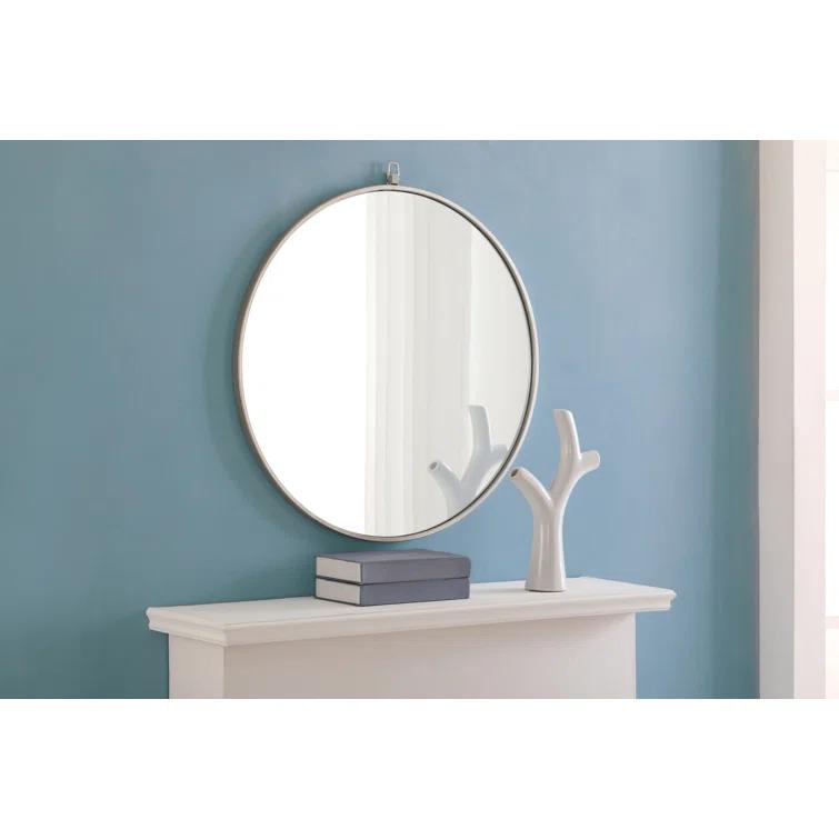 Cassie Metal/Manufactured Wood Round Wall Mirror