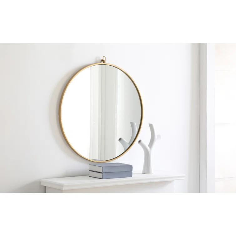 Cassie Metal/Manufactured Wood Round Wall Mirror