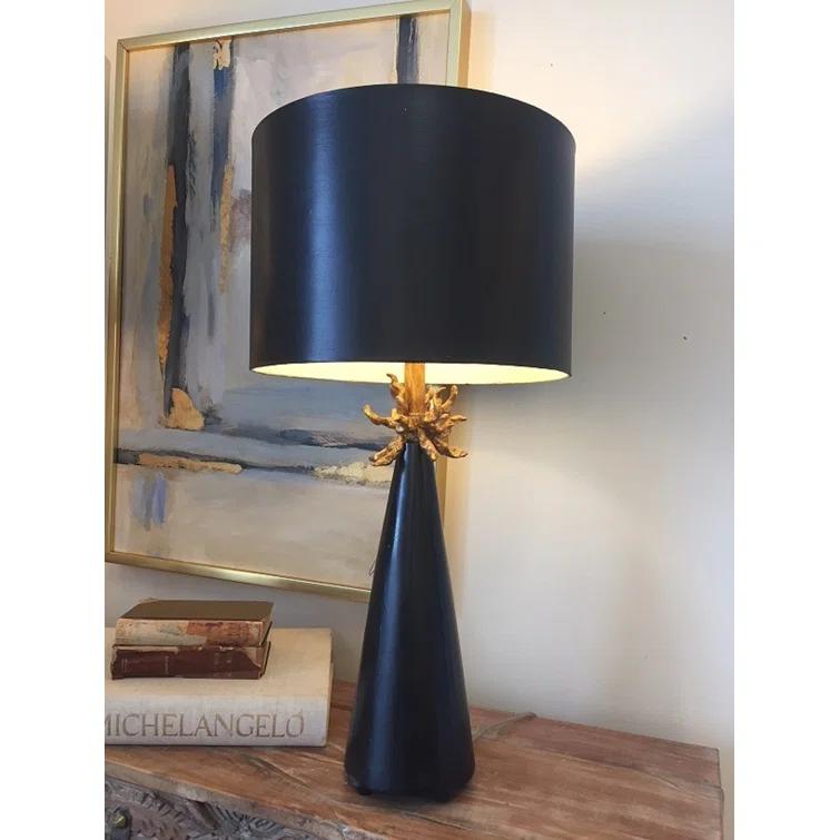 Lucas McKearn Neo Contemporary Metal Table Lamp with Gold Accents in Black