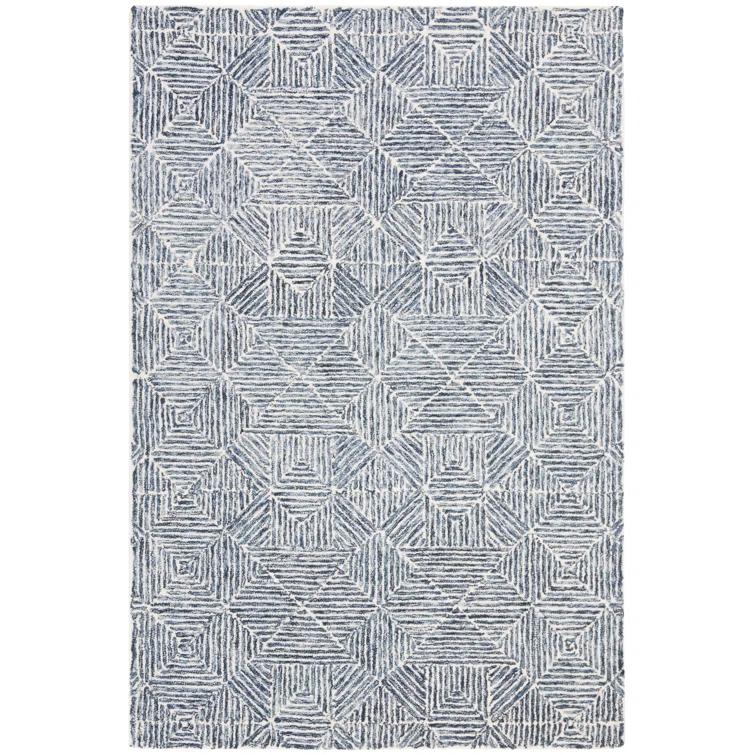 SAFAVIEH Abstract Brock Geometric Area Rug, Blue/Ivory, 4' x 6'