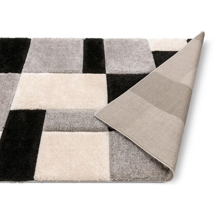 Cobina Geometric Shag Black/Gray Area Rug