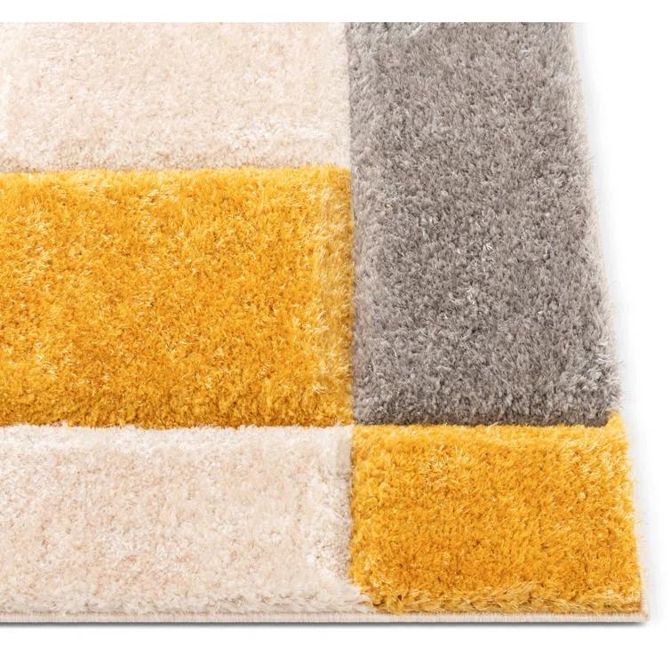 Cobina Escondido Yellow Modern Geometric 3D Textured Shag Rug