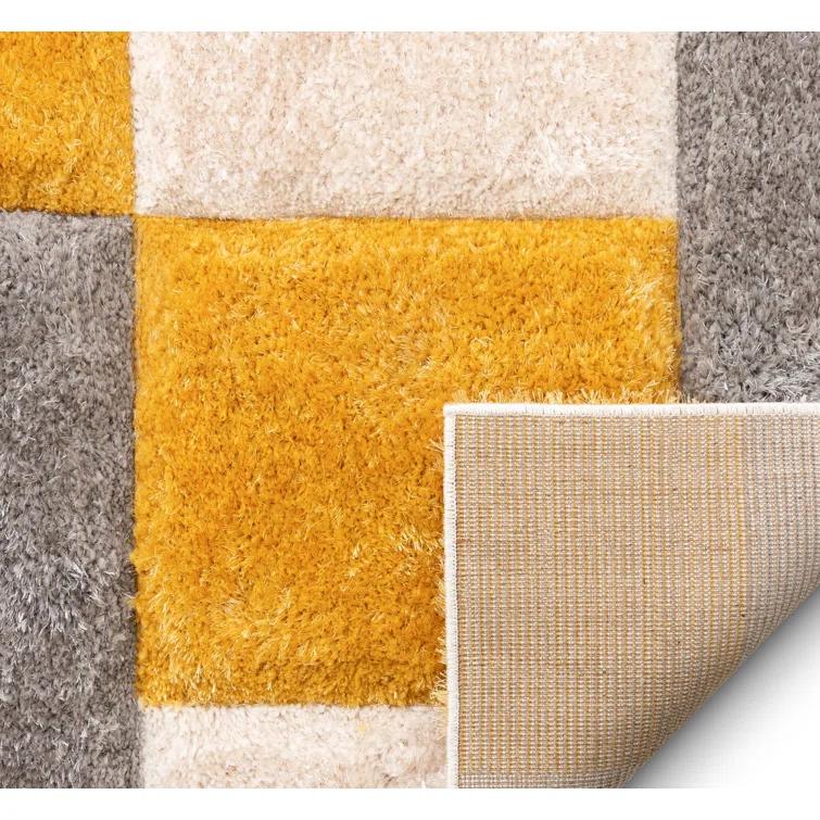 Cobina Escondido Yellow Modern Geometric 3D Textured Shag Rug