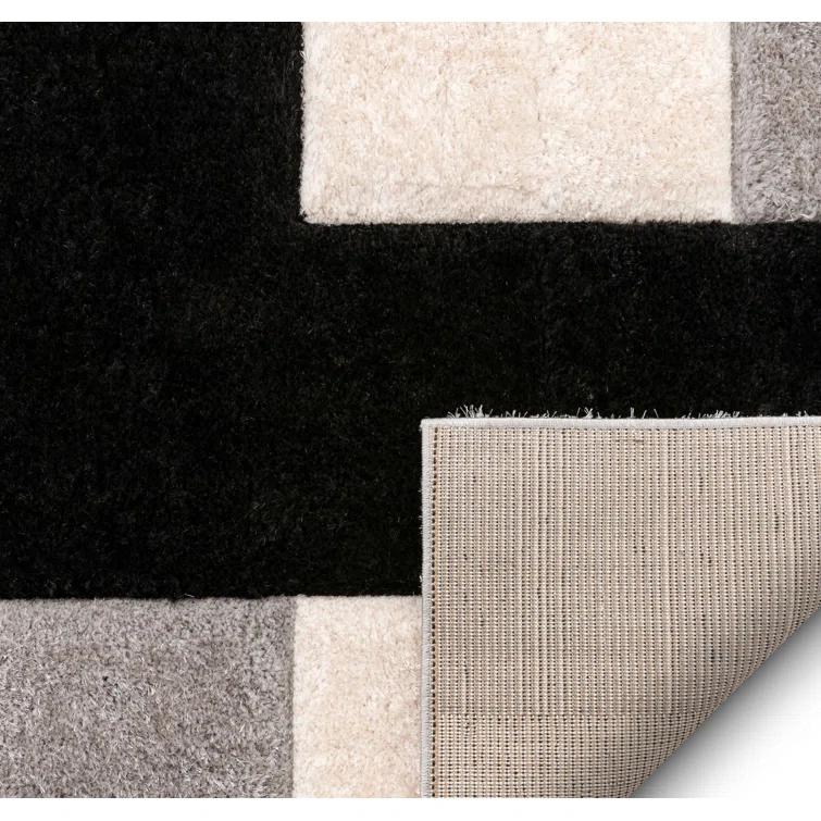 Cobina Geometric Shag Black/Gray Area Rug