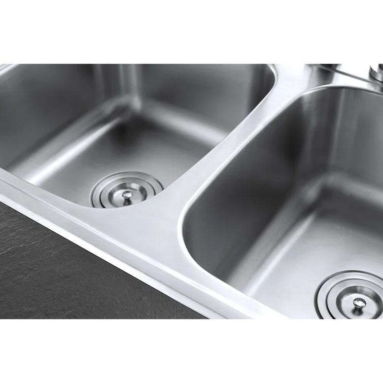 Studio 33" L x 22" W Drop-In Kitchen Sink with Faucet