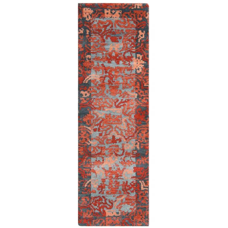 Medina Handmade Wool Navy/Red Area Rug