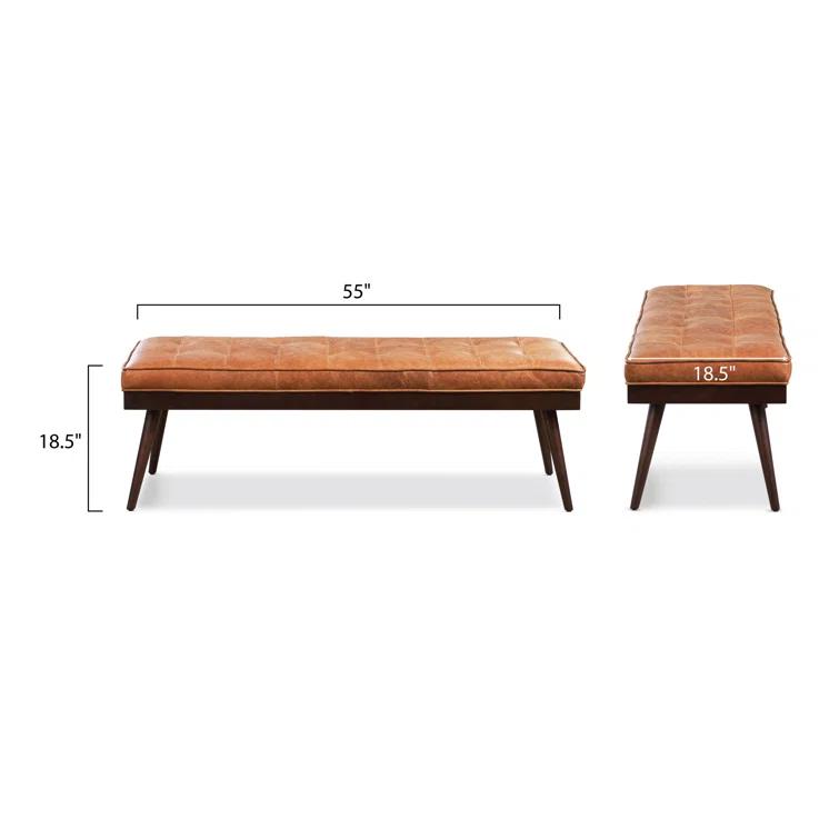 Athan Full-Grain Italian Genuine Leather Bench