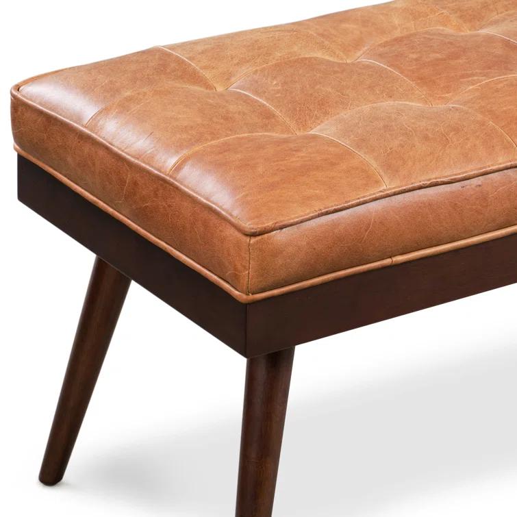 Athan Full-Grain Italian Genuine Leather Bench