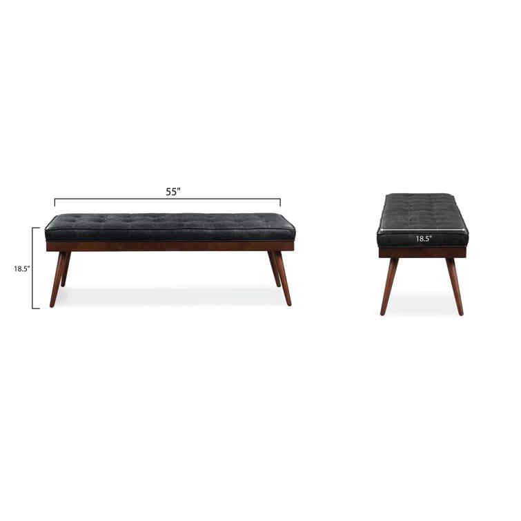 Athan Full-Grain Italian Genuine Leather Bench
