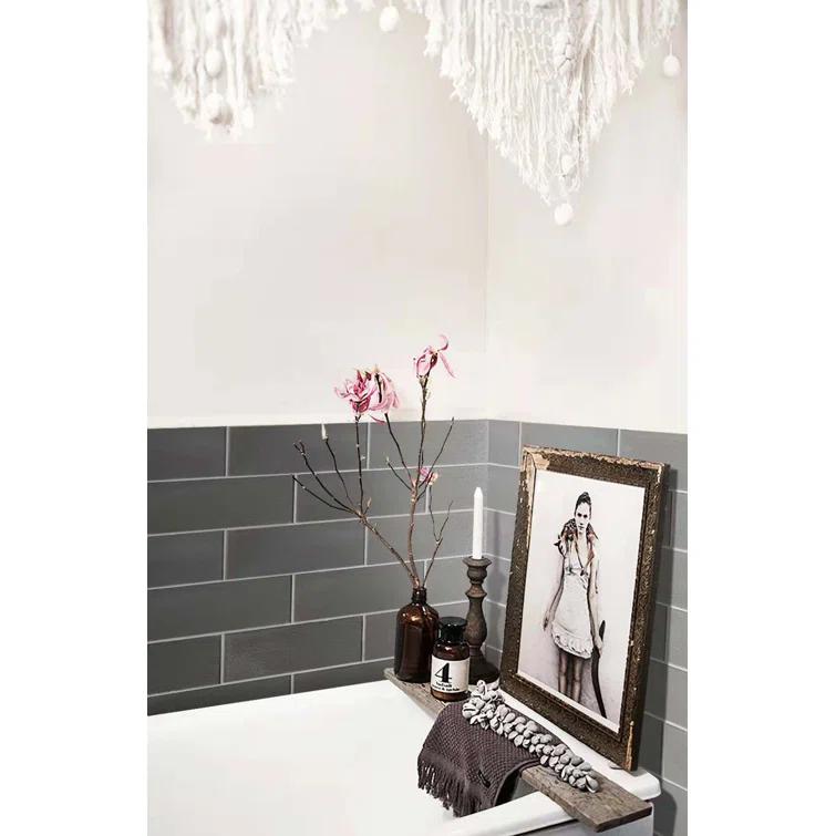 Premium Textured 4" x 12" Straight Edge Glass Subway Tile