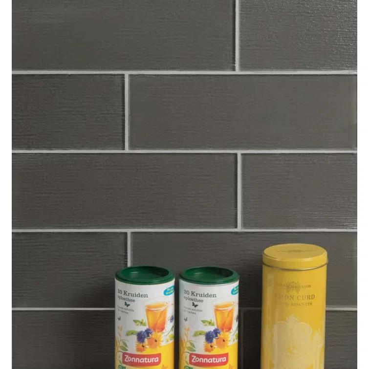 Premium Textured 4" x 12" Straight Edge Glass Subway Tile