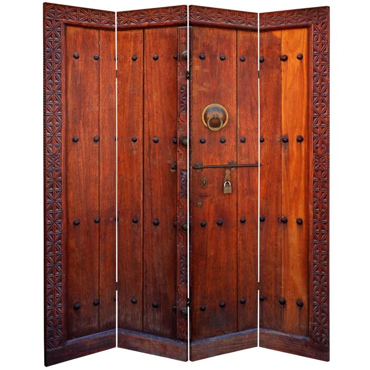 6' Tall Double Sided Doors Canvas Room Divider 4 Panel - Oriental Furniture: Gallery Quality, No Assembly Required
