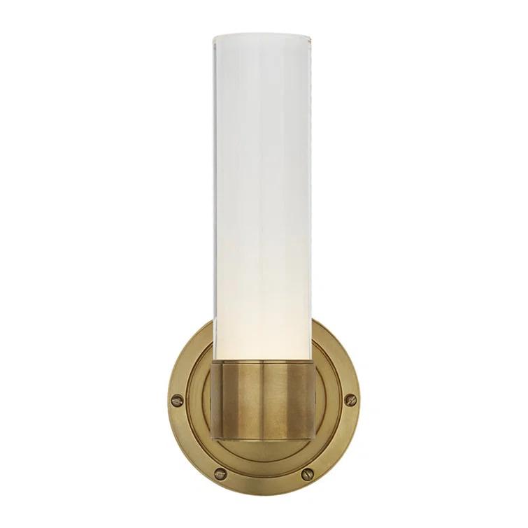 Jones Small Natural Brass LED Wall Sconce with White Glass