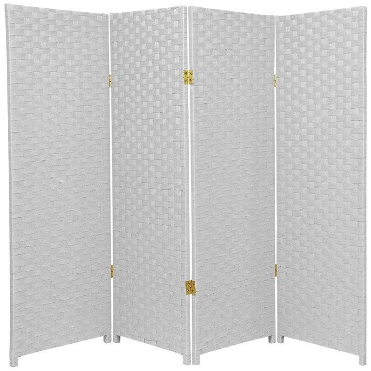 Handmade Woven Fiber Four-Panel Four-Foot Room Divider (China) White