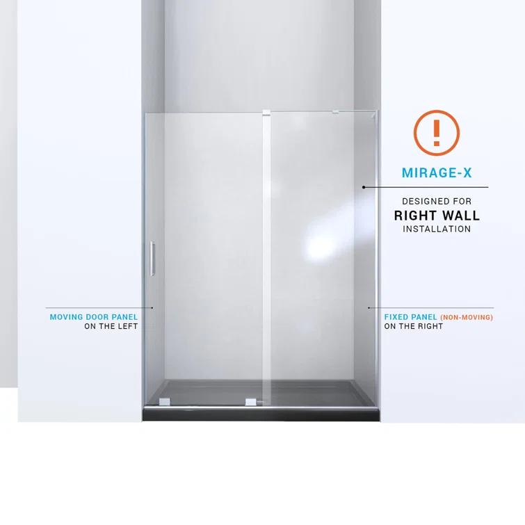 DreamLine Mirage-X 44 - 48 inch W x 71 inch H Frameless Sliding Shower Door
